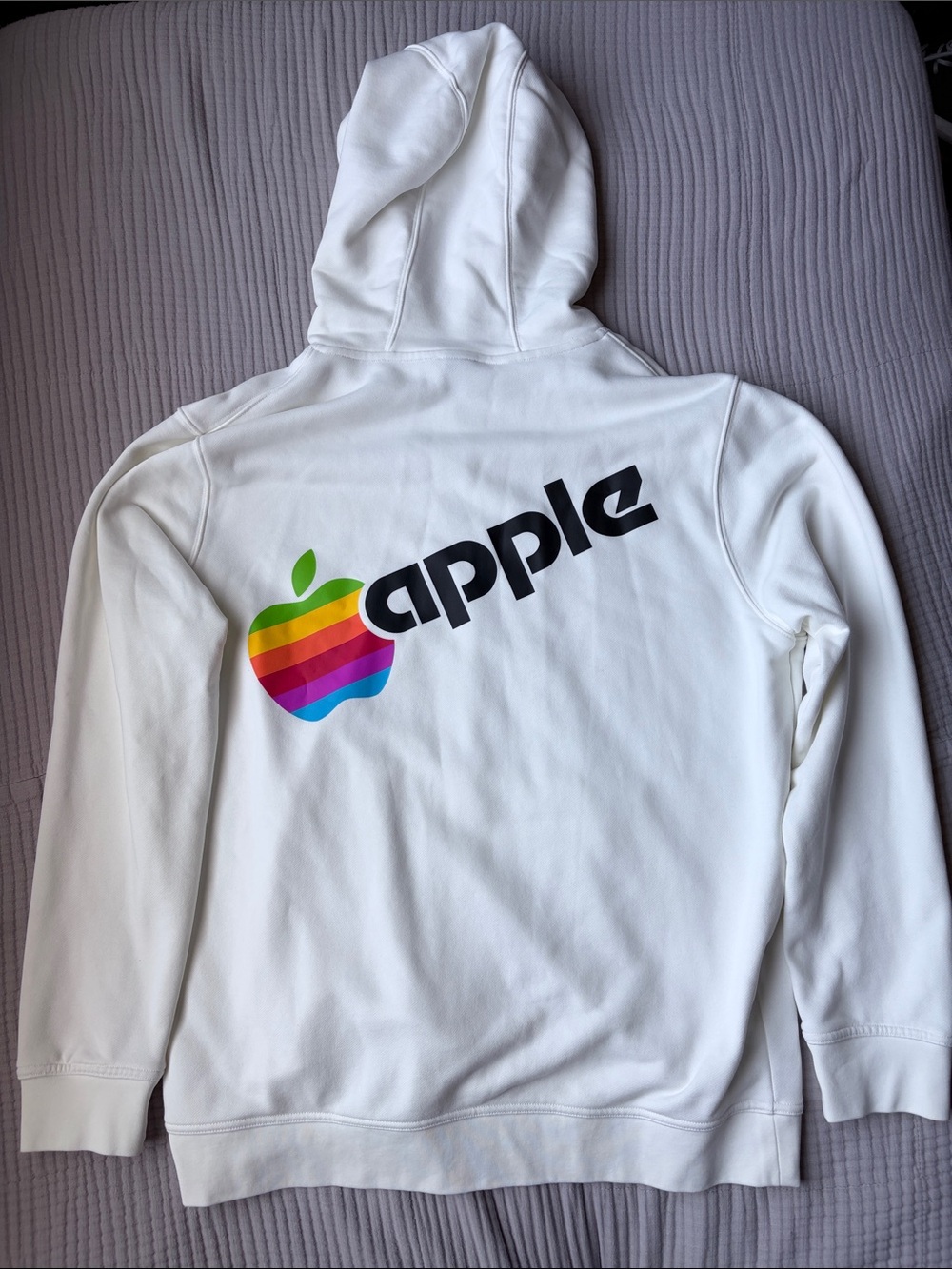 Apple White Hoodie with Rainbow Apple Logo